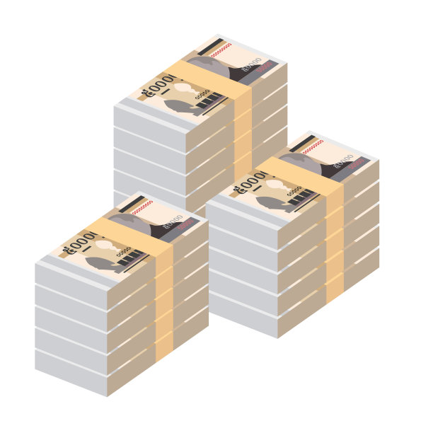 柬埔寨里尔矢量插图。柬埔寨货币套装捆绑钞票。纸币50000克朗。平的风格。孤立在白色背景上。简单的最小设计。图片下载