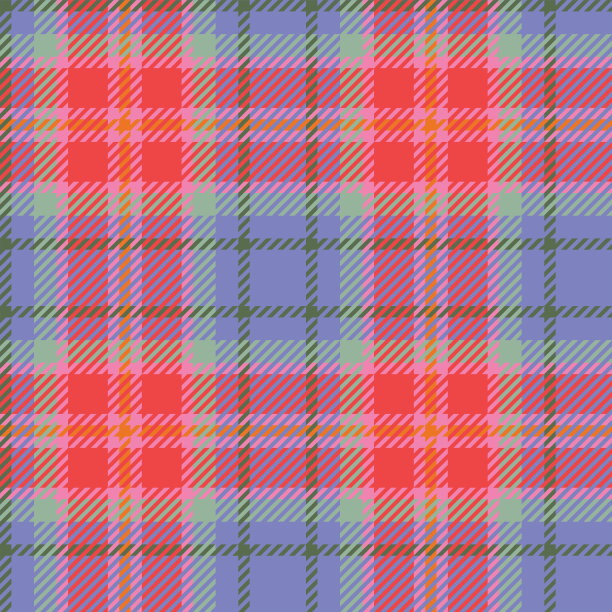 复古70年代格纹浅紫色珊瑚橄榄浅绿色背景图片下载