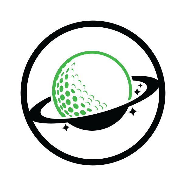 行星高尔夫矢量标志设计。高尔夫球和行星矢量标志图片下载