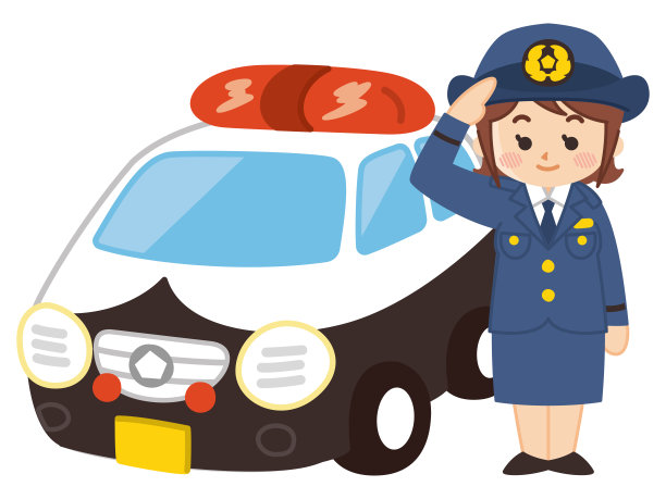 巡逻警察和迷你巡逻车敬礼图片下载