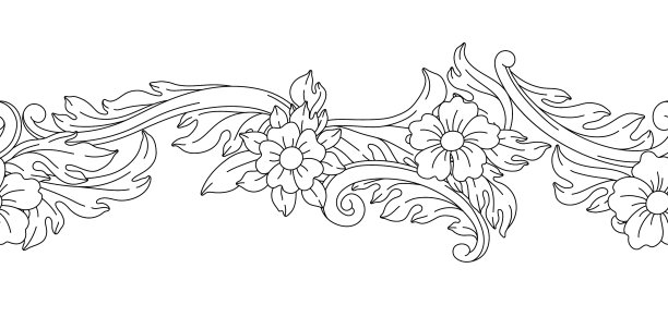 巴洛克风格的装饰花无缝图案图片下载