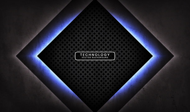 三维黑色粗糙的grunge技术抽象背景重叠层的黑暗空间与蓝色光效果装饰。现代图形设计元素镂空风格的概念旗帜，传单，卡片，小册子封面，或登陆页图片下载