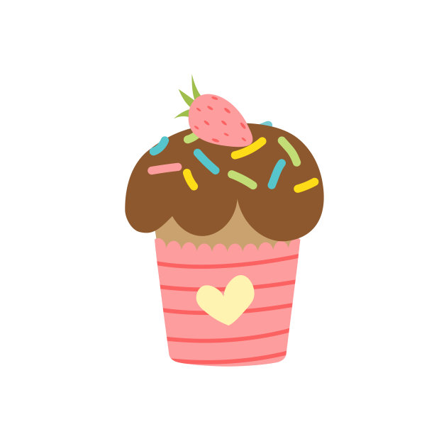 复活节蛋糕，巧克力釉，撒草莓。用心做小蛋糕。平的。孤立的图片下载