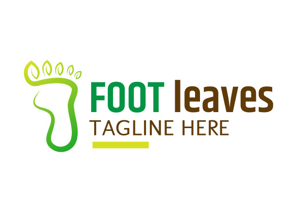 足迹与叶指设计标志模板图片下载