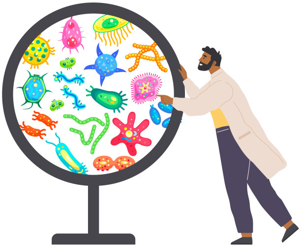 生物学家在放大条件下研究微生物。科学家对生命系统进行实验室分析图片下载