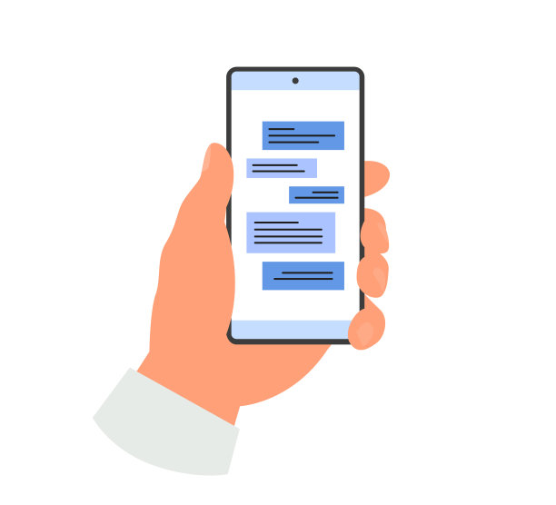 手持手机与信息图标。聊天应用。社交网络概念。矢量插图。图片下载