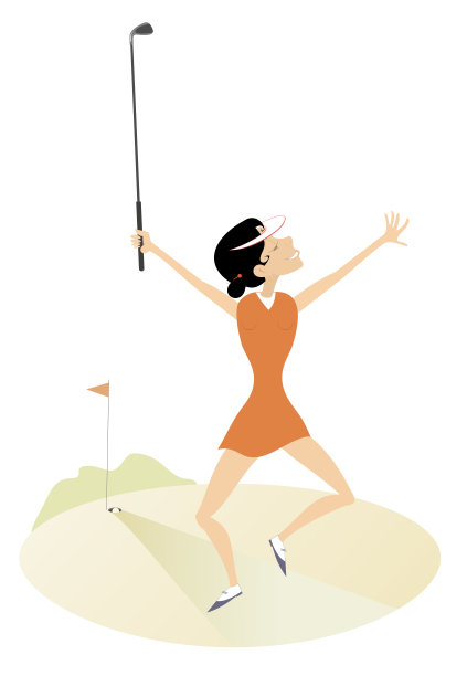 高尔夫球场上快乐的高尔夫女人图片下载
