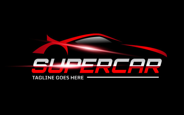 红色超级车矢量标志模板图片下载