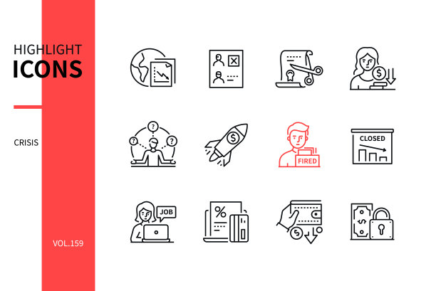 世界危机-现代线条设计风格图标集图片下载