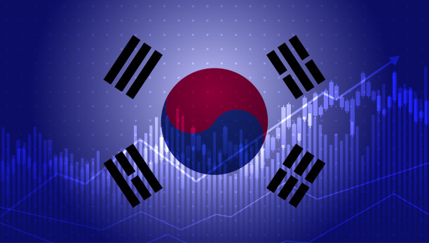 摘要韩国柱状图，不断增长的数值，国家统计概念，向上上升的数据箭头，新闻横幅的想法。图片下载