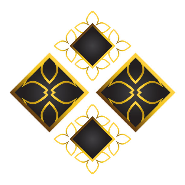 金色花卉装饰插图设计元素图片下载