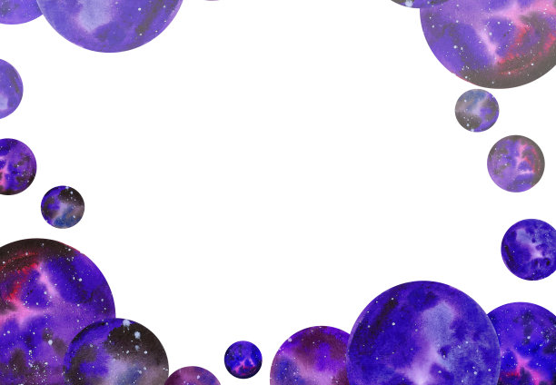 手绘水彩空间抽象框架。星空背景。剪贴簿，明信片，横幅，标签，边框。图片下载