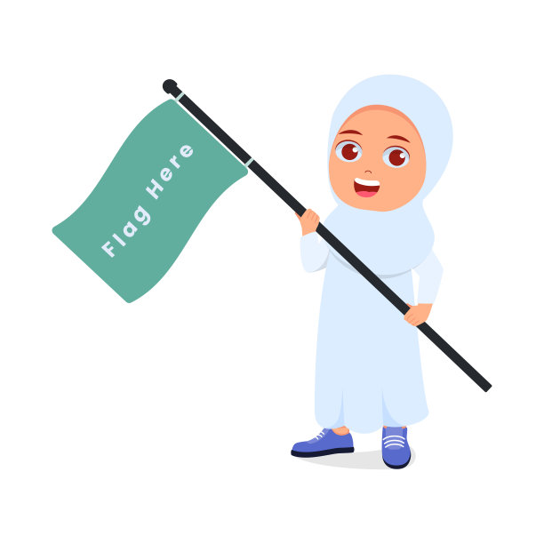 可爱的女孩和旗帜图片下载