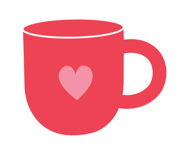 带有可爱心形图标的咖啡杯热饮图片下载