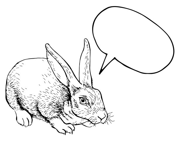 墨水笔兔子与空白文字在白色背景。矢量插图。完美的贺卡，邀请，明信片，打印。图片下载