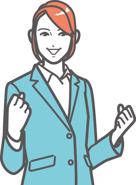 年轻的女商人在积极的姿态。图片下载