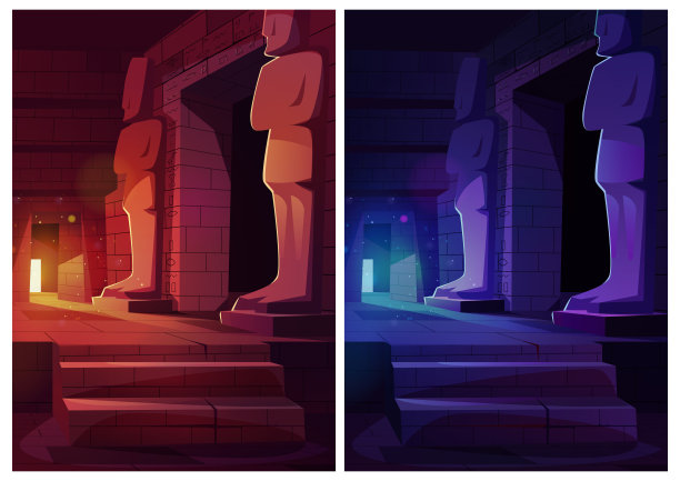 埃及神庙或金字塔内部，游戏墓室图片下载