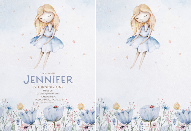 仙女和花水彩画孤立的孩子插图的女孩。卡通粉色魔法女孩宝宝沐浴海报。生日快乐儿童卡片图片下载