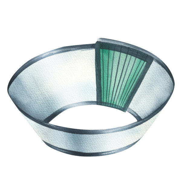 医疗器械，动物用截断锥形的保护颈圈。水彩插图。来自VETERINARY集合的白色背景上的隔离对象。为设计而设计图片下载