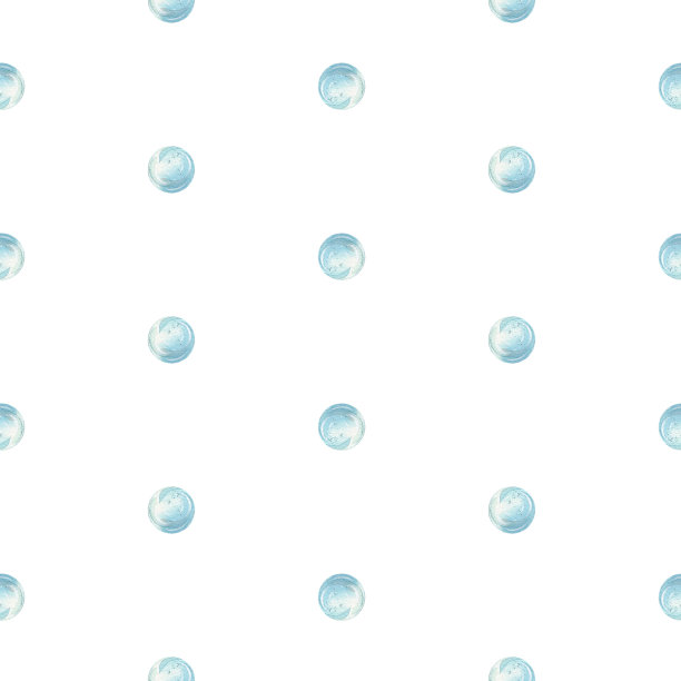 蓝色的水在白色的背景上冒泡。水彩插图。无缝的图案，简单，可爱的水母和海马的集合。用于织物、壁纸、包装纸的装饰图片下载