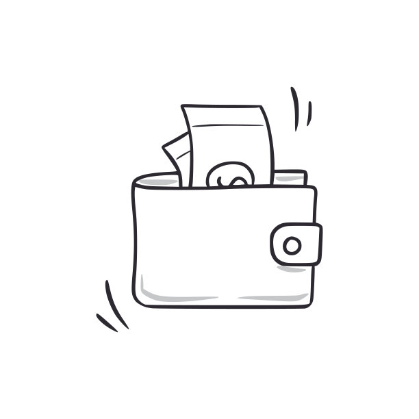 钱钱包涂鸦。钱包美元手绘素描风格图标。利润，钱安全涂鸦画概念图片下载