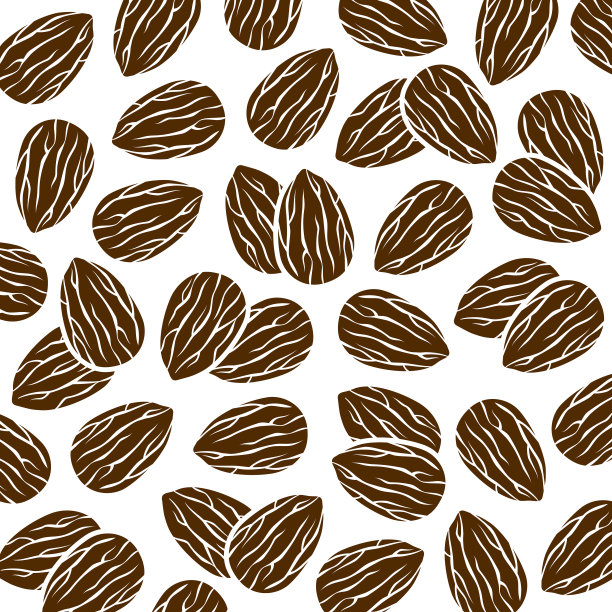 杏仁图案背景设置。收藏图标杏仁。向量图片下载