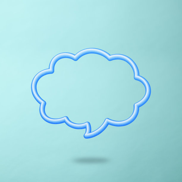 在浅蓝色背景的半空中，蓝色框架语音气泡图片下载