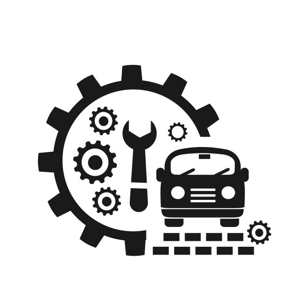 矢量插图的标志，汽车图标和齿轮。图片下载