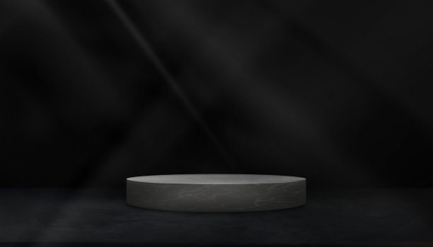 水泥背景，混凝土墙纹理背景，灰色大理石展示与光影，矢量3D石材墙室与讲台，黑色混凝土工作室房间与复制空间的产品背景图片下载