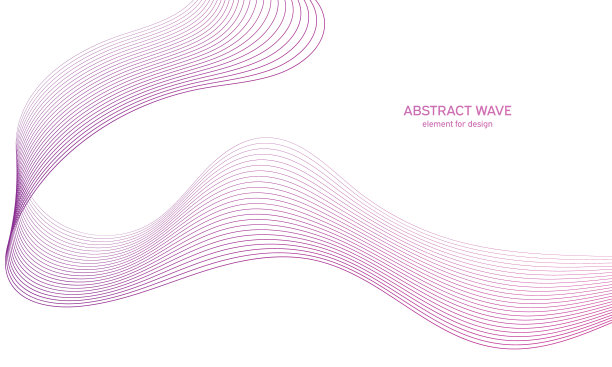 抽象的彩色波浪元素进行设计。数字频率轨道均衡器。程式化的线条艺术背景。矢量插图。使用混合工具创建波浪线。弯曲的波浪线条，光滑的条纹。图片下载
