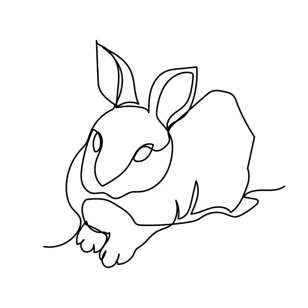 兔子。复活节兔子连续一条线画。复活节卡片线艺术风格与兔子。矢量插图孤立在白色背景。春季设计的兔子极简轮廓插图。图片下载