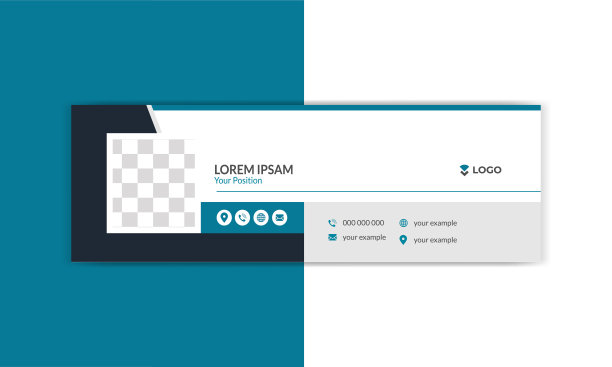 电子邮件签名模板，签名，名片，商务邮件，邮件签名。商务电子邮件签名与作者照片的地方现代和最小的布局。图片下载