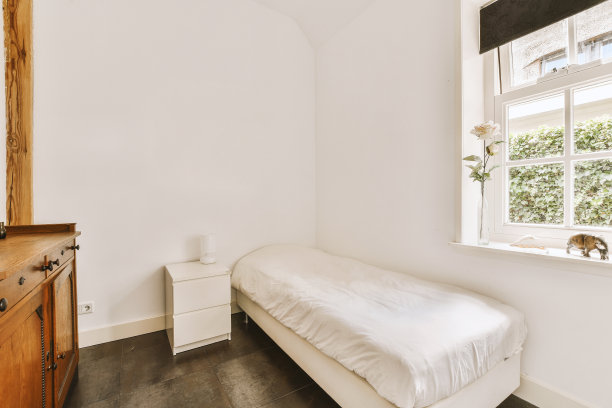 带木质衣柜的浅色卧室图片下载