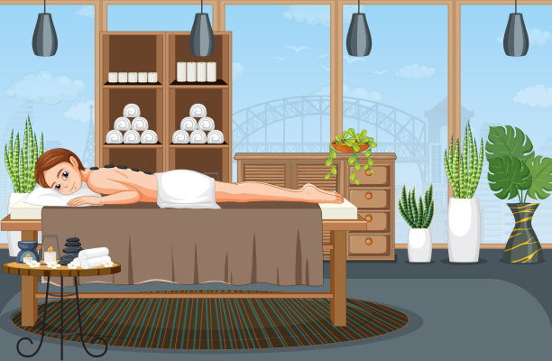 女人得到热石按摩温泉图片下载