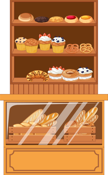 面包店展示糕点产品图片下载
