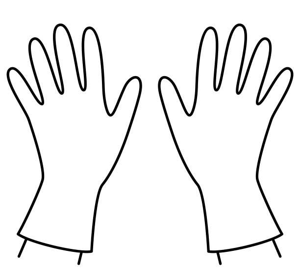 一双橡胶手套，单色插图图片下载
