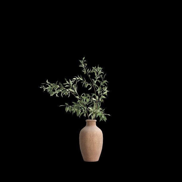 水磨石花瓶孤立在黑色背景的3d插图图片下载