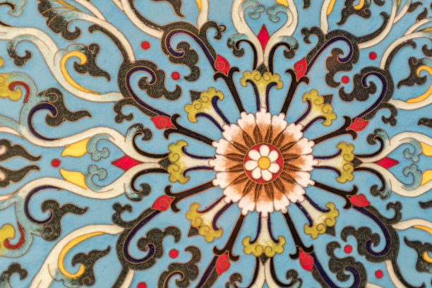 中国景泰蓝工艺瓶，瓶身上有图案图片下载