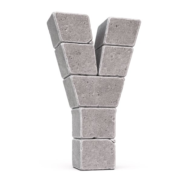 石头字体，字母制成的石头块3d渲染，字母Y图片下载