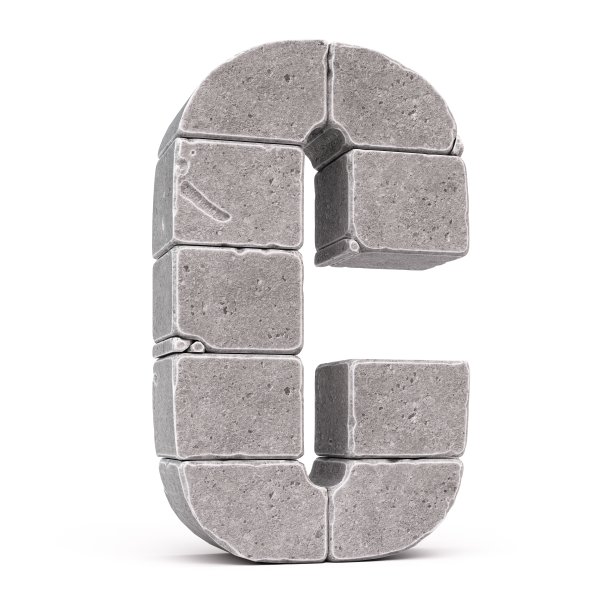 石头字体，用石块制作的字母3d渲染，字母C图片下载