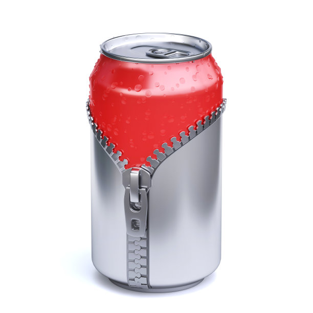 新的新鲜饮料3d概念-铝罐解压缩3d渲染图片下载