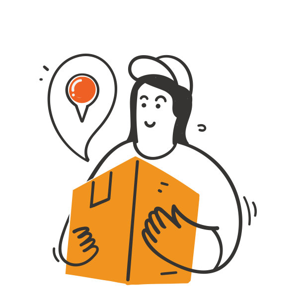 手绘涂鸦快递员手捧包装盒插图图片下载