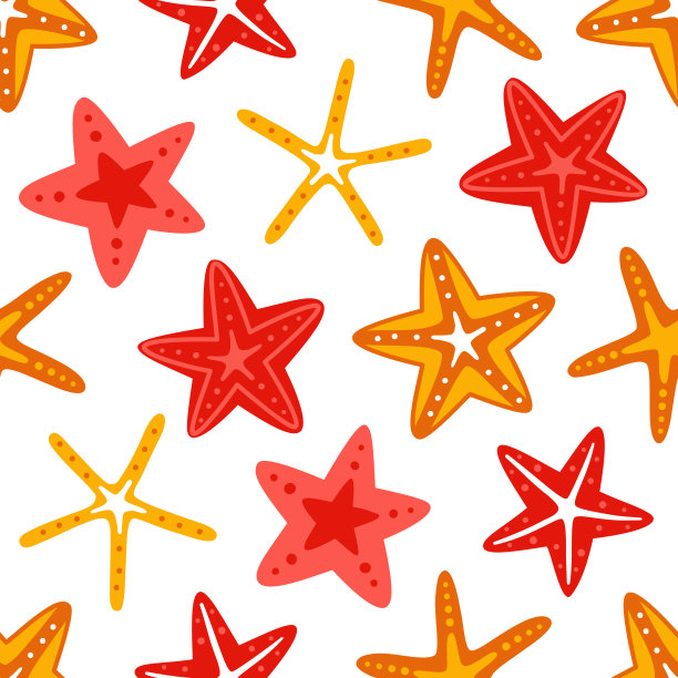 矢量无缝模式与白色背景上的海星。夏季海纹。图片下载