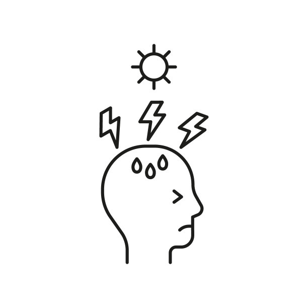 有中暑的危险。高烧，出汗，头痛，脱水。向量图片下载