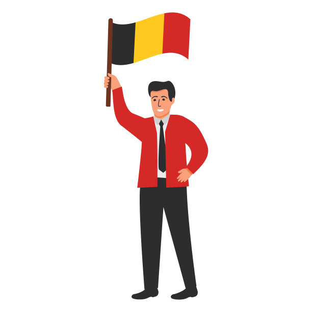 拿着比利时国旗的男人，快乐的卡通人物图片下载