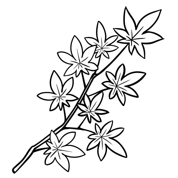 线条就像一棵枫树的黑白剪纸图片下载