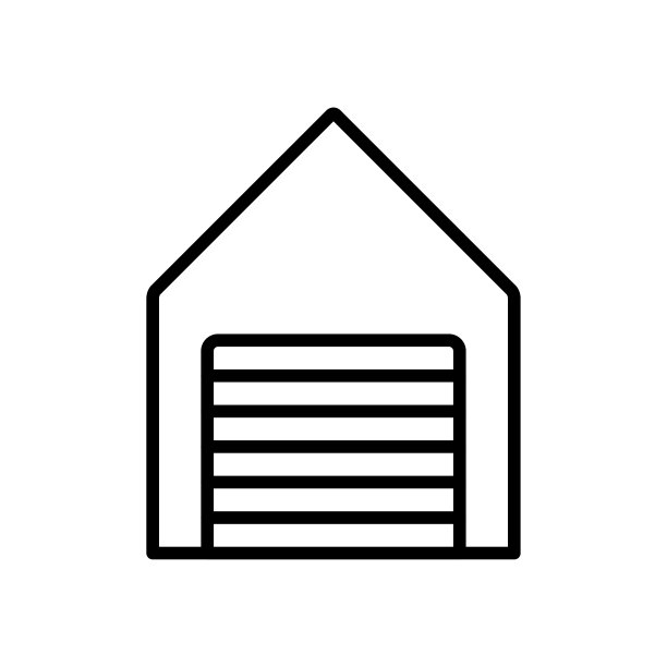 车库图标。黑色轮廓线性轮廓。前视图。可编辑的中风。矢量简单平面图形说明。白色背景上的孤立物体。隔离。图片下载