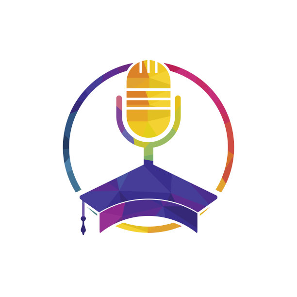 毕业播客logo图标符号设计。教育播客标志概念。图片下载