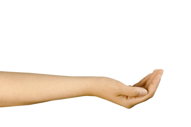 手是绝缘的白色背景与空间的副本。图片下载