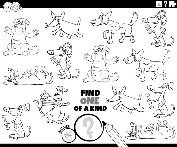 一种游戏与卡通狗着色页图片下载